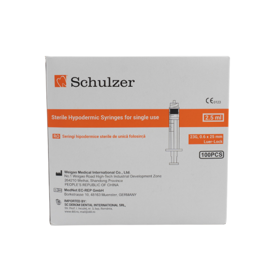 Seringi sterile 2.5 ml luer lock 100buc Schulzer Seringi sterile 2.5 ml luer lock 100buc Schulzer