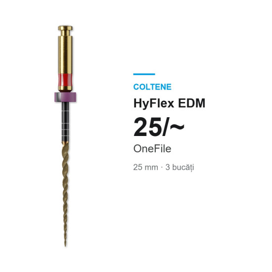 Ace rotative HyFlex EDM 25/~ OneFile 25mm 3 buc Coltene