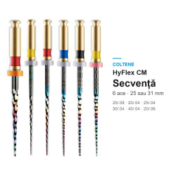 Set ace rotative HyFlex CM secventa 25mm / 31mm 6 buc Coltene