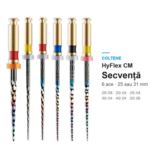 Set ace rotative HyFlex CM secventa 25mm / 31mm 6 buc Coltene
