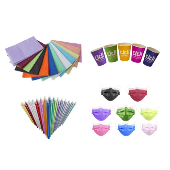 Bavete 500 buc + masti 50 buc+ pahare carton 100 buc + aspiratoare 100 buc Bavete 500 buc + masti 50 buc+ pahare carton 100 buc + aspiratoare 100 buc