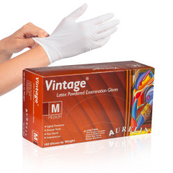 Manusi latex pudrate VINTAGE albe 100 buc Manusi latex pudrate VINTAGE albe 100 buc