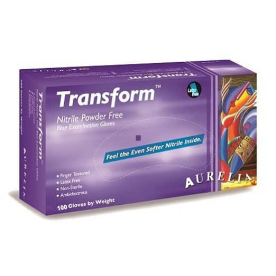Manusi nitril nepudrate TRANSFORM albastre 100 buc Manusi nitril nepudrate TRANSFORM albastre 100 buc