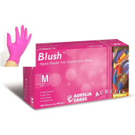 Manusi nitril roz nepudrate Aurelia BLUSH 200 buc