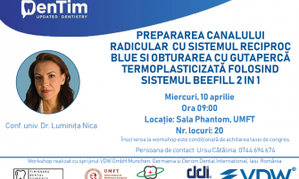 PREPARAREA CANALULUI RADICULAR CU SISTEMUL RECIPROC BLUE SI OBTURAREA CU GUTAPERCA TERMOPLASTICIZATA FOLOSIND SISTEMUL BEEFILL 2 IN 1